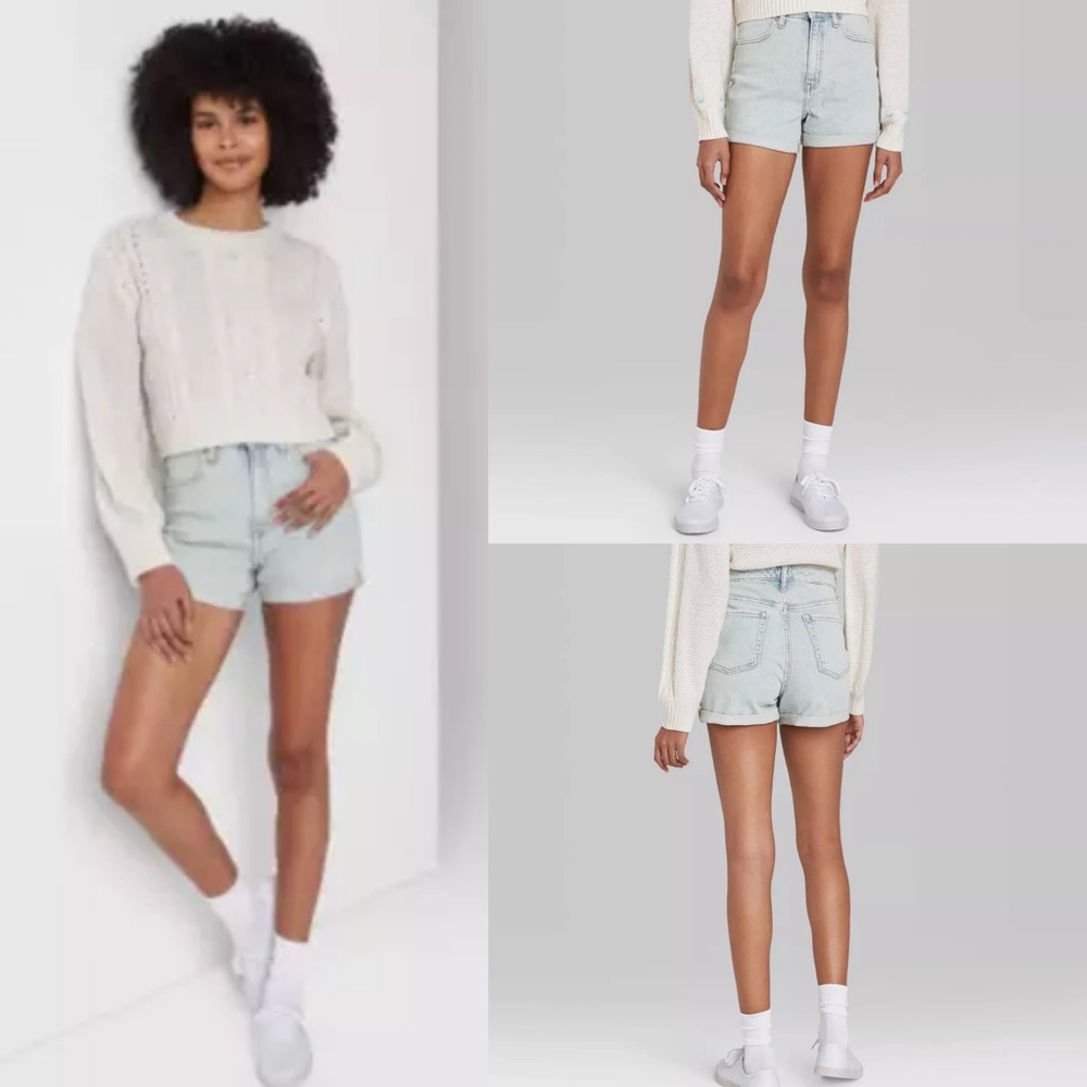 Wild Fable Highest Rise High Rise Light Wash Cuffed Hem Shorts